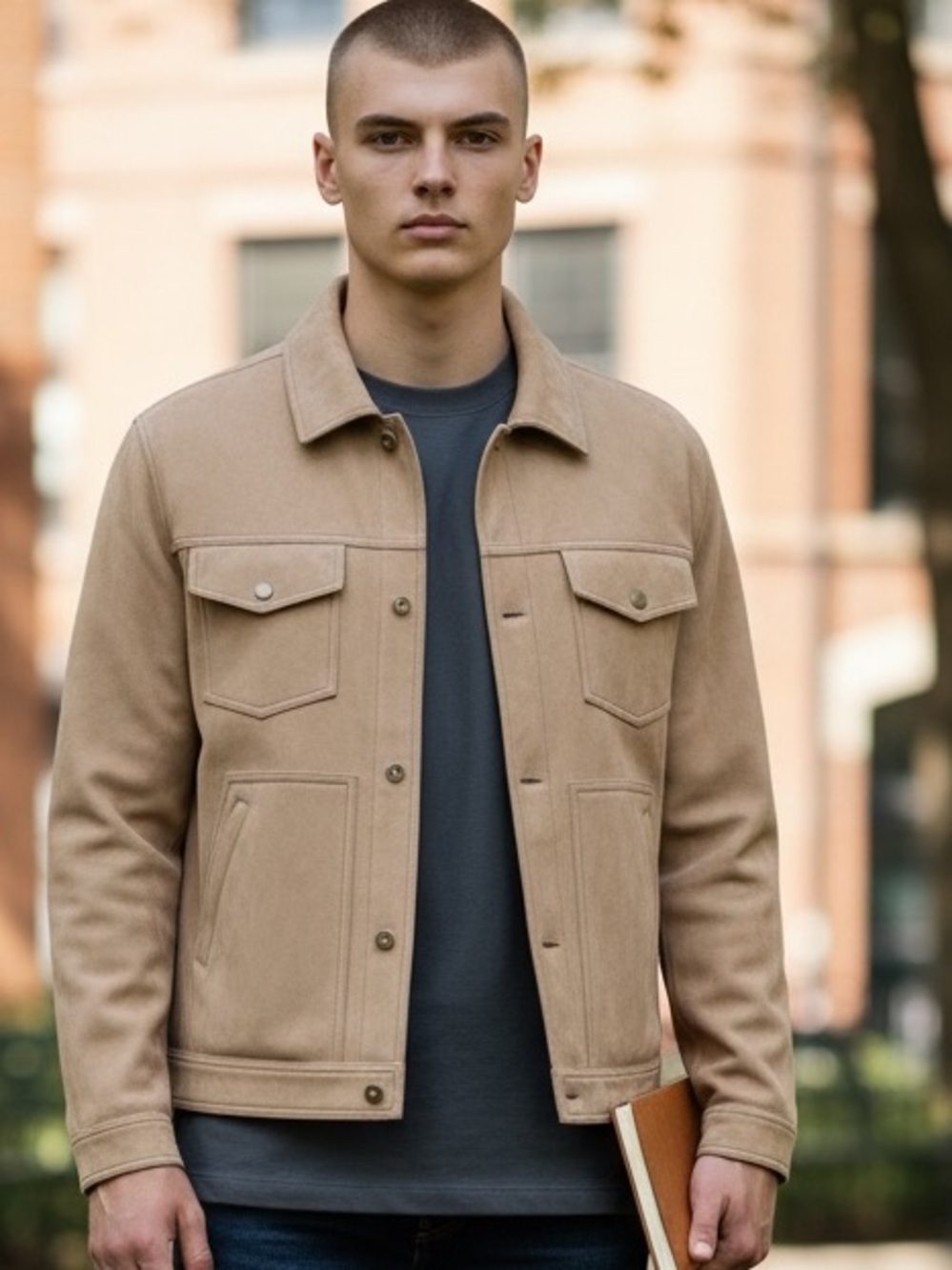 PX Premium Xpressions Men's Tan Suede-Blend Trucker Jacket NWT XL